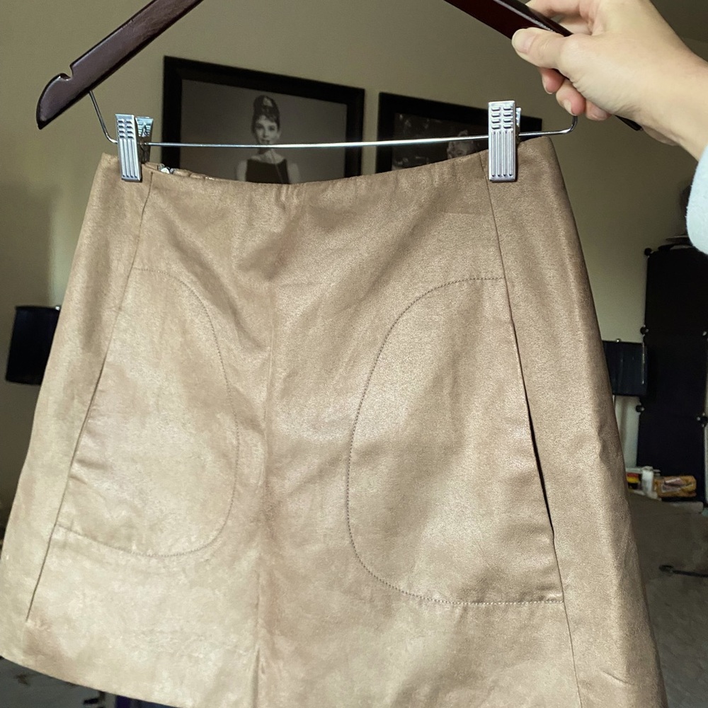 Zara - faux suede tan mini skirt